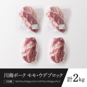 『川南ポーク』豚肉モモ・ウデ ブロックセット 2㎏【国産 九州産 宮崎県産 豚肉 ブロックセット】