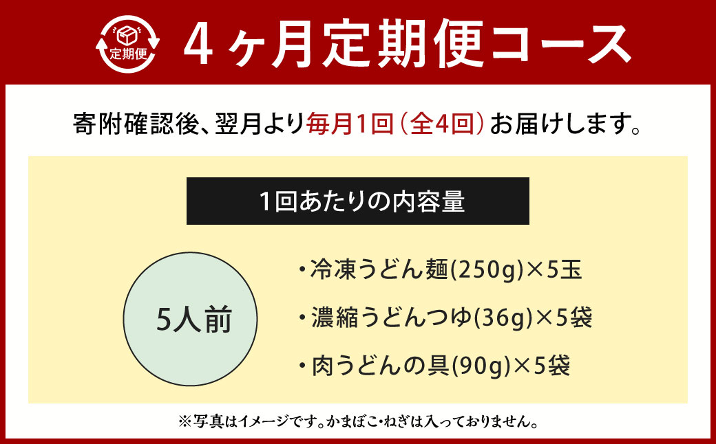 【定期便4カ月】 資さん肉うどん（5人前）×4回