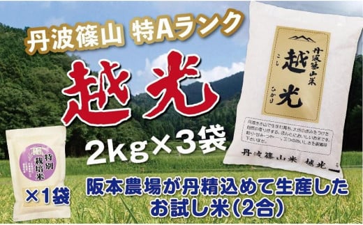 令和６年産 丹波篠山産　特Aランク　越光　（２ｋｇ×３袋）