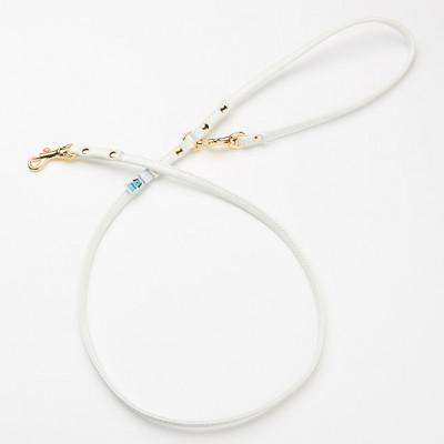 ふるさと納税 八潮市 丸めリード【Sサイズ】ホワイト ゴールド金具(本革製) kazama standard
