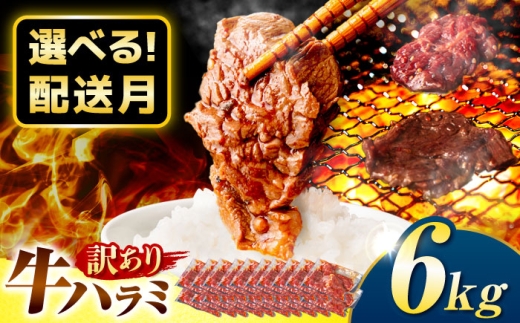 【6月発送】【訳あり×大容量】味付けハラミ 6kg(250ｇ×24パック) / ハラミ 牛肉 焼肉 / 御嵩町 / 馬力家 [AVBO074-6]