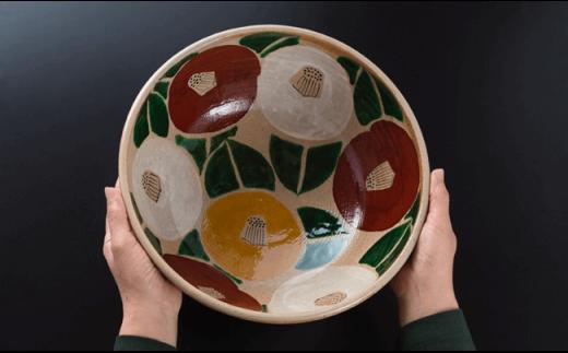 QB01 【波佐見焼】魯山人写椿 大鉢 /抹茶碗セット（桐箱入）-4