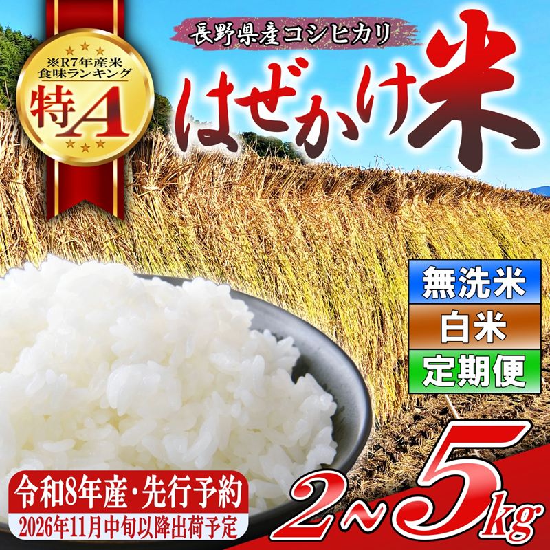 【ふるさと納税】【令和8年産】長野県産こしひかり はぜかけ米（北海道・沖縄県・離島は配送不可） 【先行予約・2026年11月下旬以降発送】　精米 2026年産 産地直送 信州 長野県 佐久市 美味しい うるち米 先行予約