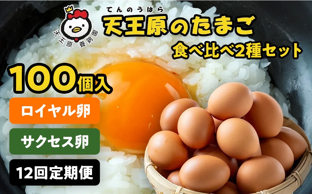 【定期便】12回定期 【天王原のたまご】 サクセス卵50個/ロイヤル卵50個