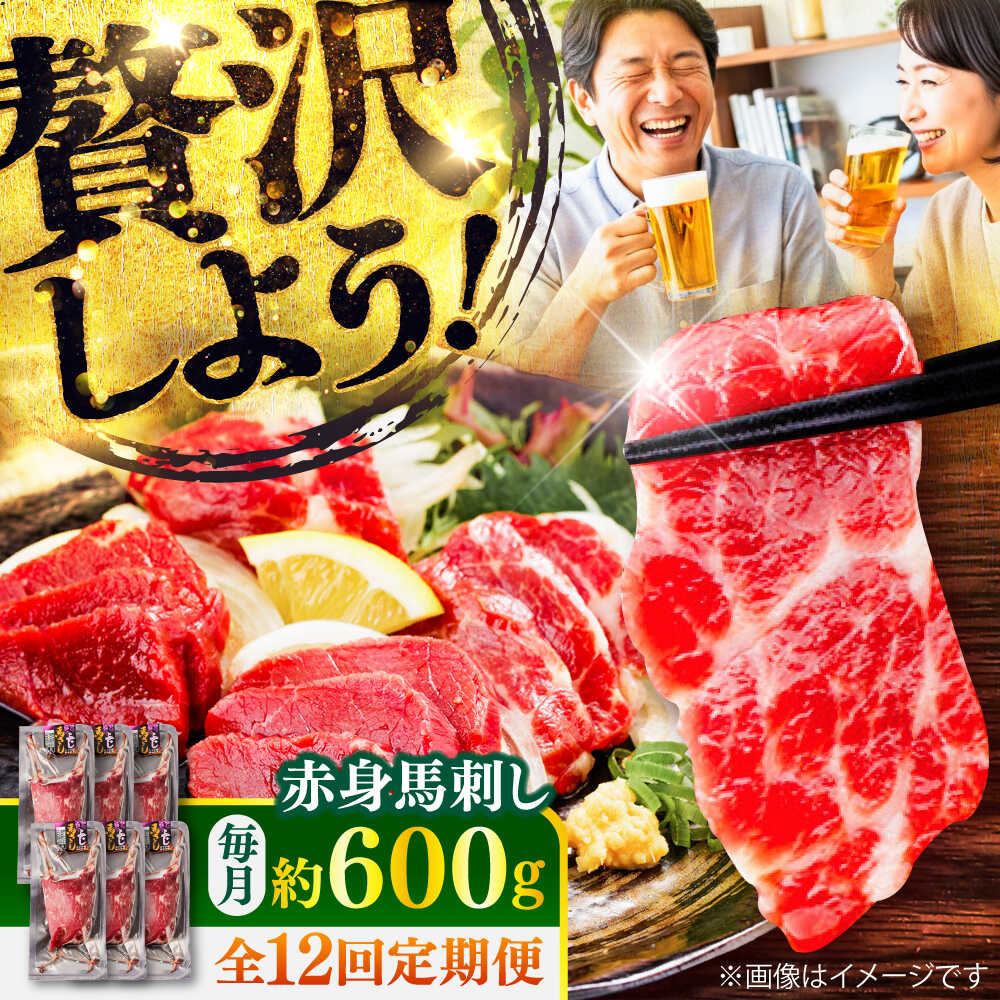 【ふるさと納税】【全12回定期便】赤身 馬刺し 約600g(約100g×6パック) / 小分け 熊本 馬刺 赤身 馬刺し 冷凍 馬肉 ヘルシー 真空 パック おつまみ 熊本県 菊陽町【五右衛門フーズ】[BHCY024]