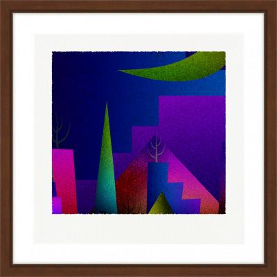 ふるさと納税 綾部市 街と塔 [しかくいえ]22【絵画】 額装サイズ266mmx266mm