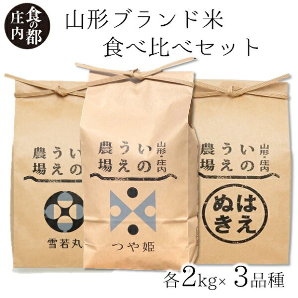 【ふるさと納税】食の都庄内　井上農場の【精米】山形ブランド米2kg×3種　食べ比べセット（産直出前便）