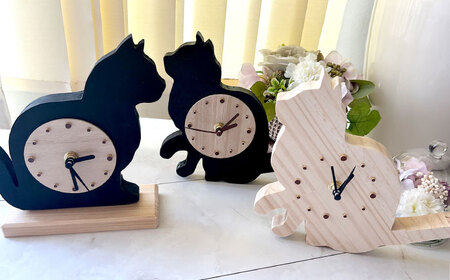 ねこ雑貨セット 木製ねこ時計＆WithCatオリジナルバッグ 猫 保護猫 猫グッズ おもちゃ 保護猫支援 ネコ 雑貨 大阪府高槻市/WithCat[AOEI006]