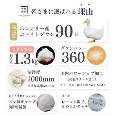 ふるさと納税 亀岡市 羽毛布団 本掛け カバー付(ホワイト)ハンガリーダウン90% シングル ブルー DP360 アクア |  | 01