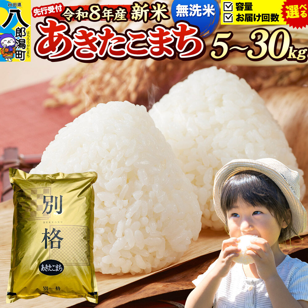 【ふるさと納税】《令和8年産 新米》米 あきたこまち【無洗米】 秋田県産 《選べる容量×お届け回数》 5kg・10kg・20kg・30kg （5kg小分け袋） [新米 米 コメ 無洗米 あきたこまち おいしい 美味しい 安全 自然の恵み]