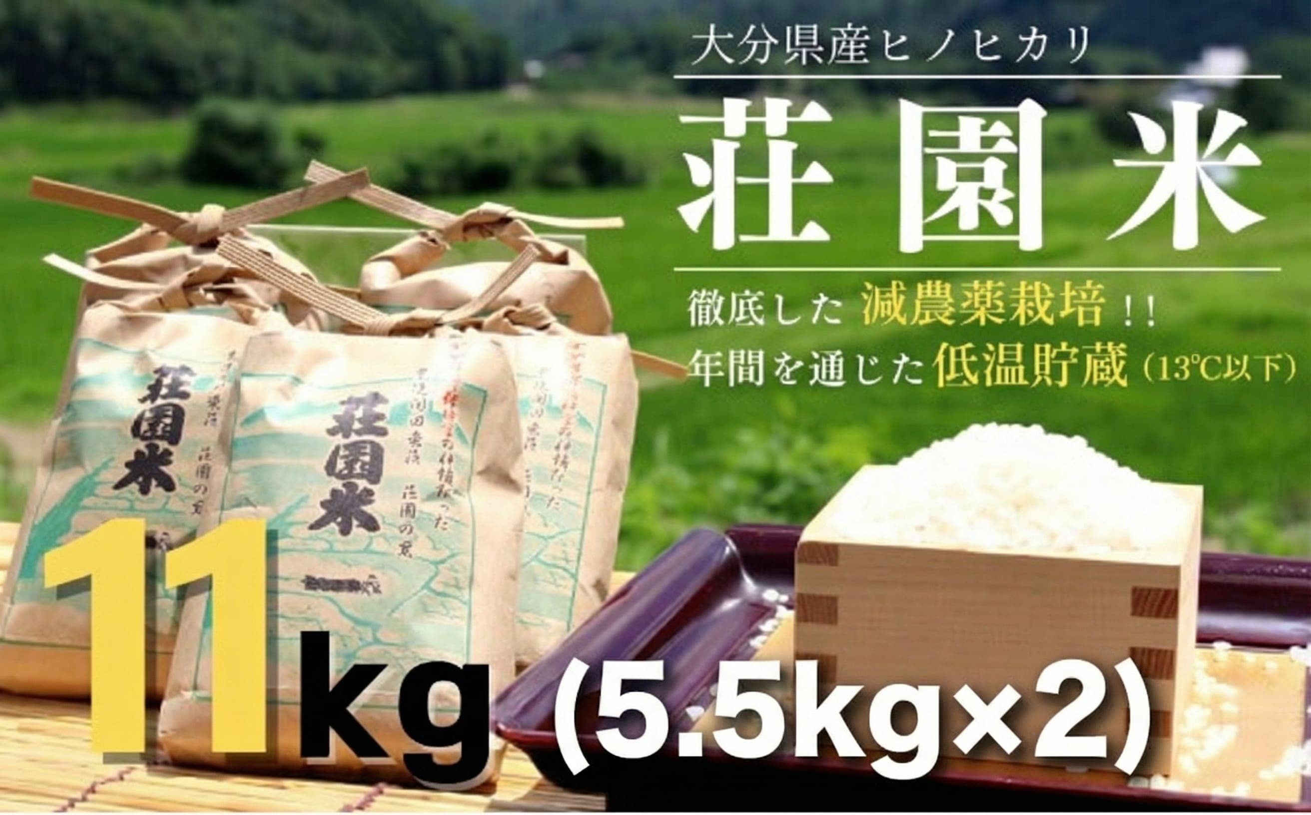 
            【玄米】米 11kg（5.5kg×2） 令和7年度産 荘園米 （精米後10kg (5.5kg×2)） お米 精米 ヒノヒカリ ひのひかり
          