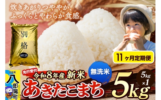 《令和8年産 新米受付》《定期便11ヶ月》米 あきたこまち 5kg【無洗米】秋田県産 [新米 先行予約 先行受付 米 コメ 無洗米 あきたこまち おいしい 美味しい 安全 自然の恵み]