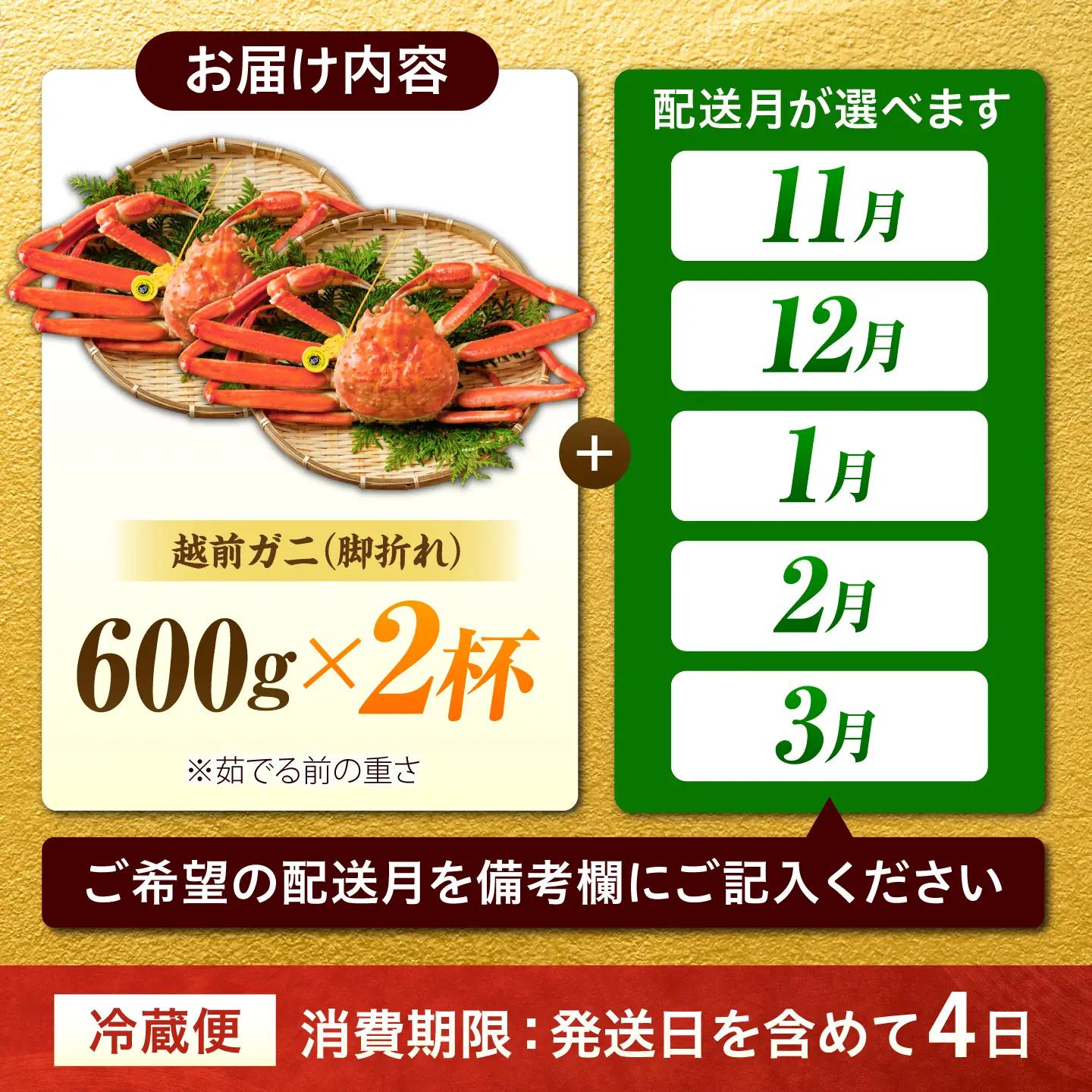 【先行予約/11月7日より順次配送】訳アリ 脚折れあり 越前がに 600g×2ハイ 小浜市 / まるほ商店[BFCS063]