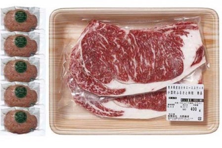 【矢野畜産】熊本県産 あか牛 ロースステーキ 400g 赤身 サシ プレミアムハンバーグ 150g 5個 750g 熊本 阿蘇 国産 あか牛 褐毛和種 あかげわしゅ 矢野畜産 にくやの 老舗 おうちご