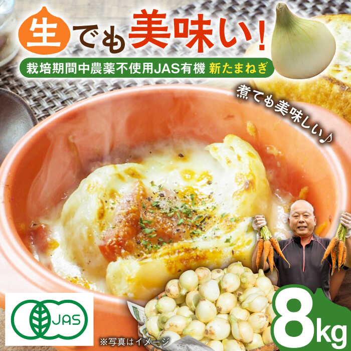【ふるさと納税】JAS認定 有機栽培 新玉ねぎ 8kg【百笑会】 [DA04]