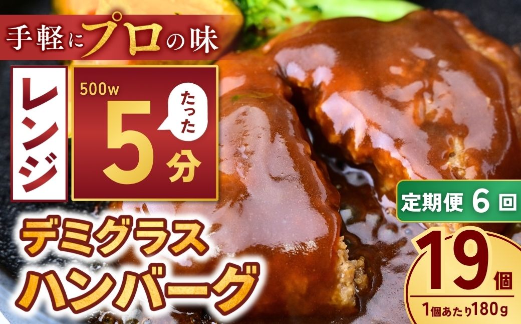 【定期便6回】本格デミグラス ハンバーグ 180g×19個 計2.3kg | 冷凍 小分け ハンバーグ デミグラスソース 牛 豚 惣菜 お弁当 おかず 粗びき レンジ レンチン 温めるだけ 簡単調理 小分け 茨城県 龍ケ崎市