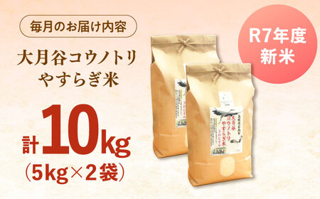 【全3回定期便】【新米】大月谷コウノトリやすらぎ米 10kg（5kg×2袋） 島根県雲南市/有限会社藤本米穀店 ｜ブランド米 きぬむすめ 白米 精米 コメ 10キロ[AIDB139]