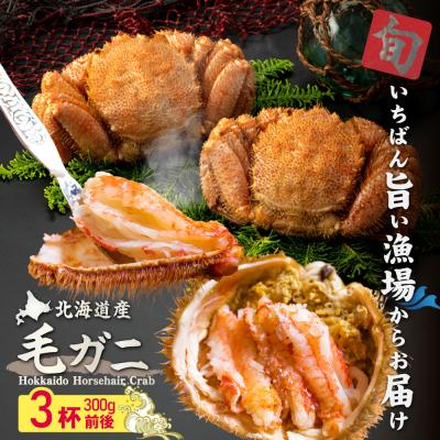 ふるさと納税 恵庭市 【北海道産】『冷凍』毛ガニ300g前後×3杯【急速冷凍】【52001402】