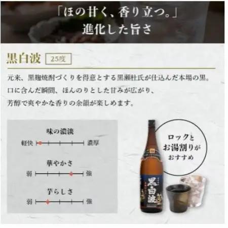 【毎月定期便】薩摩酒造の定番の焼酎【黒白波】1800ml×2本セット! DD0-0025全3回【配送不可地域：離島】【4088663】