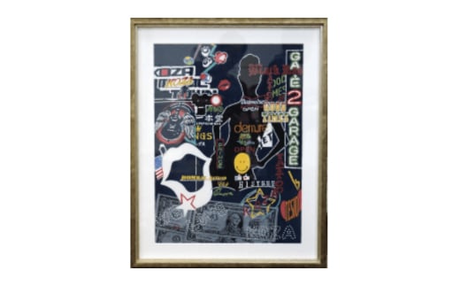 【宏次染工房 / 沖縄県認定工芸士 金城宏次】紅型額装 『WE LOVE KOZA』 絵画 額入り 伝統工芸品 おしゃれ 沖縄市 / コザ工芸館ふんどぅ [BCAU004]