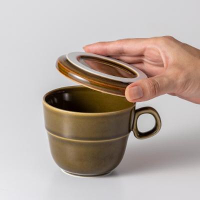 ふるさと納税 瑞浪市 【美濃焼・tripware】グッドデザイン賞受賞 マグ&フタ90　2色セット 緑釉&アイボリー |  | 01