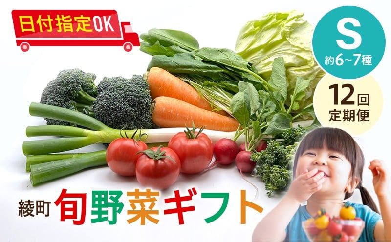 
            【12回定期便】綾町旬野菜ギフト〈 Sサイズ/約6-7種 〉1～2人分 産地直送 野菜セット 詰め合わせ 新鮮 有機栽培 採れたて 人参 トマト じゃがいも 玉ねぎ きゅうり さつまいも 芋 ねぎ 小松菜 大根 ほうれん草 キャベツ キノコ等 送料無料 【オーガニックのまち 宮崎県綾町】
          