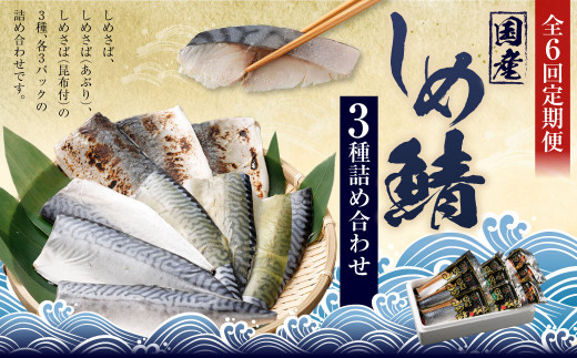 【全6回定期便】旬の美味しさを感じる！しめさば3種詰め合わせ ／ サバ さば 鯖 しめ鯖 シメサバ 魚介類 海産物 冷凍 国産 音丸水産 長崎県 長崎市