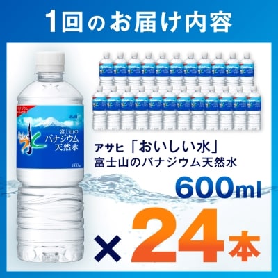 【毎月定期便】【2か月お届け】バナジウム天然水 600ml【24本入】アサヒ飲料全2回