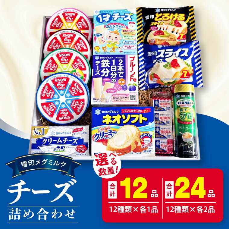 【ふるさと納税】【選べる品数】 雪印メグミルク・チーズ詰合せ+ネオソフト（計12品・計24品）【6Pチーズ スライスチーズ クリームチーズ 粉チーズ カルシウム 鉄分】(02-03)