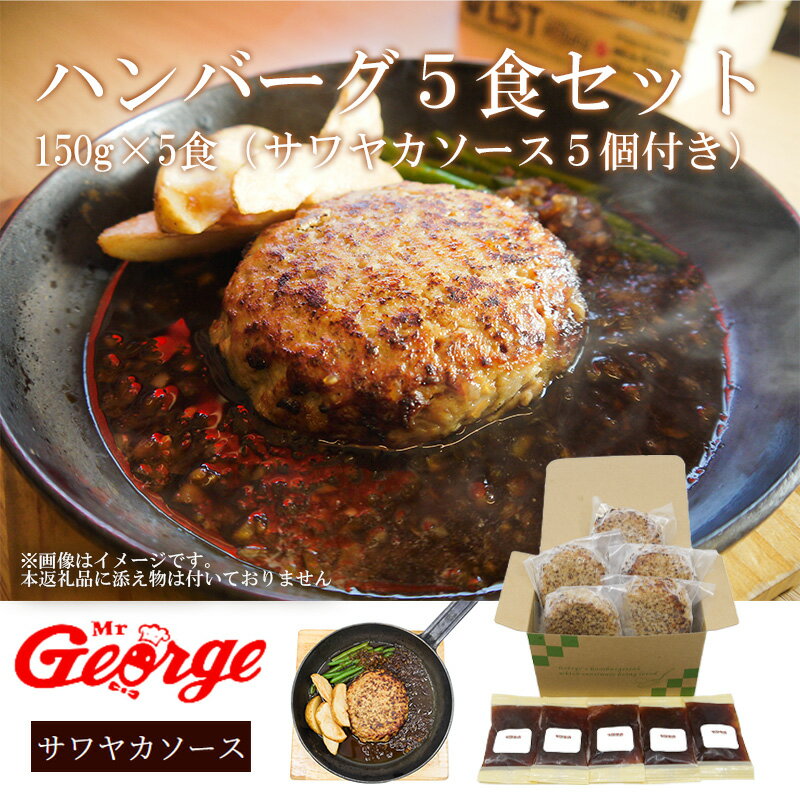 【ふるさと納税】ジョージハンバーグ5食セット(人気のサワヤカソース付)（FT002）