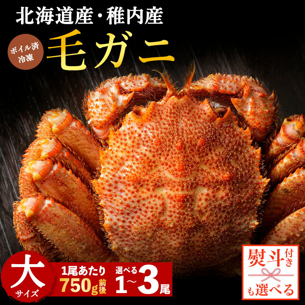 【ふるさと納税】【お中元ギフト】2026年新物 【熨斗】【ボイル済み急速冷凍】身がぎっしりと詰まった毛ガニ 選べる1尾〜3尾 1尾750g前後ボイル 毛がに 毛ガニ 毛蟹 ボイル 蟹 カニ 海鮮 北海道ふるさと納税 稚内 【配送不可地域：離島・沖縄県】