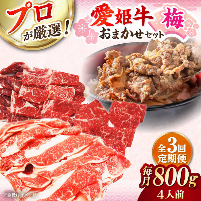 【ふるさと納税】【全3回定期便】牛肉 「 愛姫牛 」店主におまかせ旬 セット【梅】 800g （ 4人前 ） | 人気 おすすめ ランキング おいしい 大洲市/木村屋精肉店[AGCC055] 100000 100000円 10万円以下