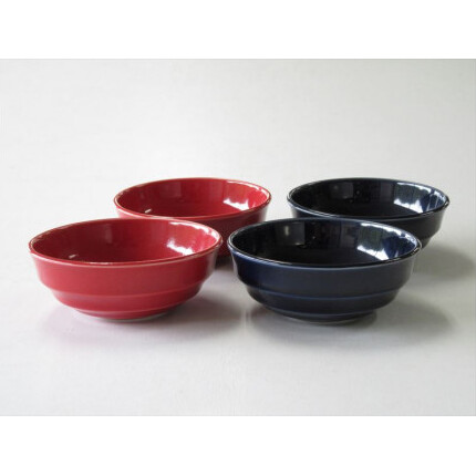 有田焼 赤釉&墨ルリ 波紋鉢 小 4個セット ARITA PORCELAIN LAB【アリタポーセリンラボ】小鉢 マルチボウル スープ皿 モダン シンプル 赤 ネイビー 35000円 3.5万円 cg