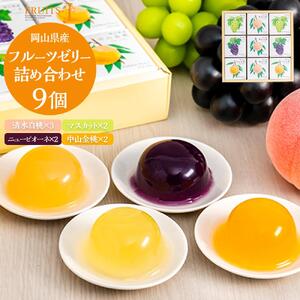 岡山県産フルーツ ゼリー （清水白桃、マスカット、ニューピオーネ、中山金桃）詰合せ 9個入り  | ゼリー