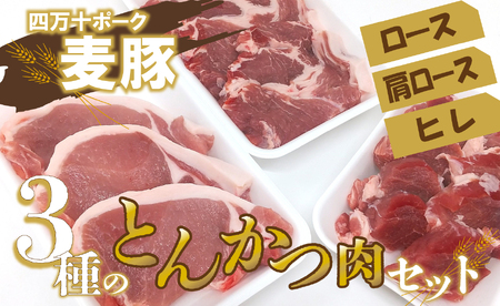 平野協同畜産の「麦豚」　3種のとんかつ肉セット　ロース　肩ロース　ヒレ／Ahc-12