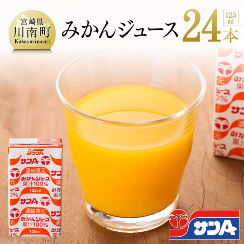 サンAみかんジュース100%　125ml紙パック×24本 【 飲料 ジュース みかん ミカン 温州みかん 紙パック 送料無料 】