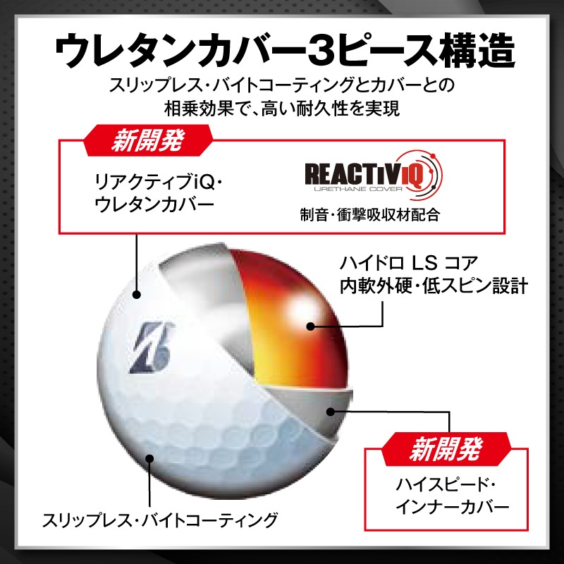 【旧モデル】ゴルフボール ブリヂストン TOUR B XS コーポレートカラー（ホワイト） / 8ダース 2024年モデル