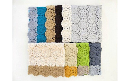 差し込み ショートマフラー 万華鏡デザイン ( グリーンイエロー×ベージュ ) ウール100％ コード刺繍 レディース 日本製 | おしゃれ シンプル マフラー プレゼント ギフト 新潟県 五泉市 有