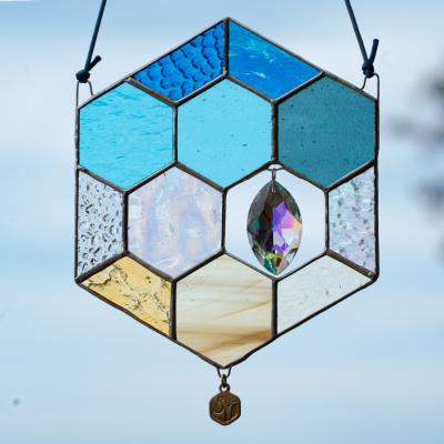 ふるさと納税 大月町 ステンドグラス 蜂の巣 モチーフ  (ブルー) サンキャッチャー 手作り インテリア雑貨 雑貨 |  | 02