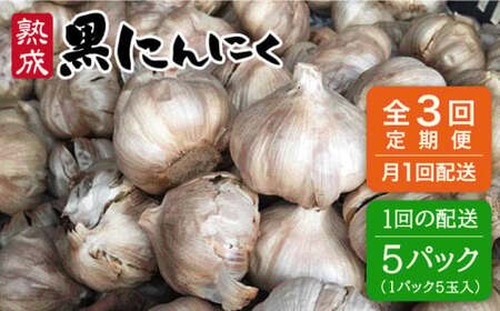 【 全3回 定期便 】熟成 黒にんにく 25玉 （ 1パック 5玉 × 5パック ） 《糸島》 【シーブ】 [AHC038] 黒 ニンニク にんにく 大蒜 熟成 健康 定期便