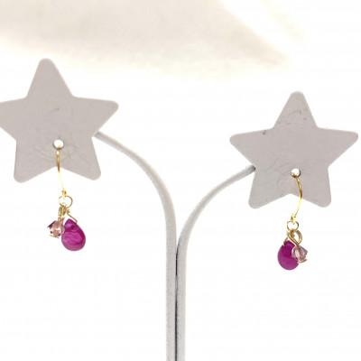 ふるさと納税 小山市 天然石ルビーとスワロフスキーのピアス |  | 02