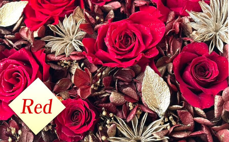 美しさ続く【貼の花箱】・レッド　広島県福山市/花憐フラワースタジオ　ブリザードフラワー 枯れない 長持ち プレゼント 花 誕生日 お祝い 結婚祝い 出産祝い 記念日[BABO001]