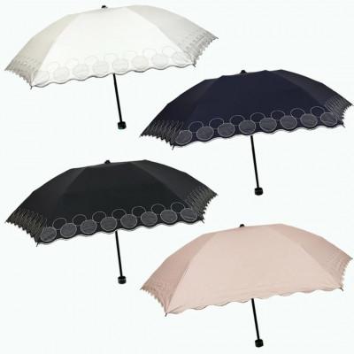 ふるさと納税 田原本町 レディース 晴雨兼用3つ折り傘 1級遮光 サークル刺繍 50cm 596438 ピンク |  | 01