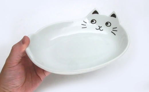 【美濃焼】ネコカレーセット ホワイト 【山勝美濃陶苑】 カレー皿 食器セット 猫 [MEC063]