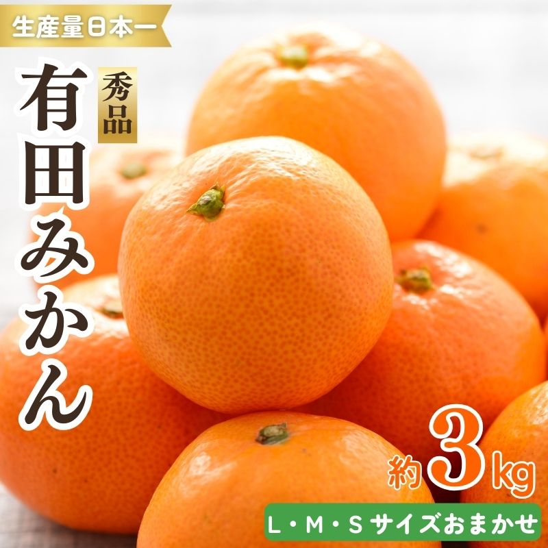 【ふるさと納税】紀州有田みかん 秀品 3kg（L・M・Sサイズおまかせ）　※2026年11月下旬～2027年1月中旬頃に順次発送予定【sml128A】