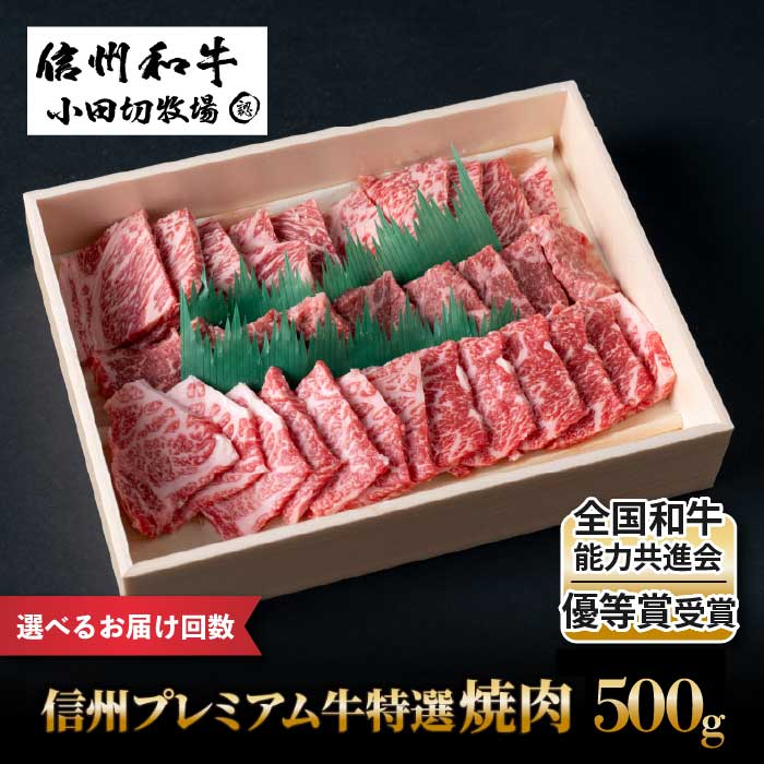 【ふるさと納税】＼選べる お届け回数／ 信州プレミアム牛 特選 焼肉セット 500g（合計 500g、1.5kg、3kg、6kg ）｜【小田切牧場】A5 A4 信州 和牛 黒毛和牛 信州牛 牛肉 国産 赤身肉 霜降り肉 冷凍 選べる 3回 6回 12回 ロース モモ 焼肉 食べ比べ 赤身 霜降り