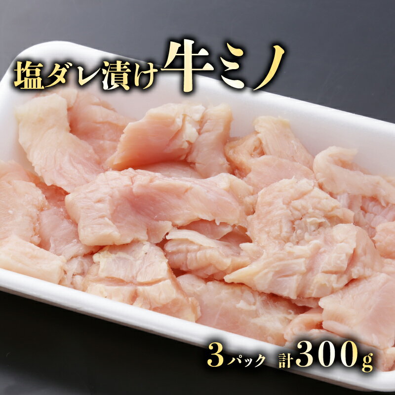 【ふるさと納税】 たれ漬け牛ミノ (塩タレ) 100g×3 計300g 牛ミノ 牛肉 牛 肉 薄切り 焼き肉 焼肉 バーベキュー たれ付け タレ付け タレ付け 味付き 味付け 上ミノ 唐揚げミノ 滋賀 彦根