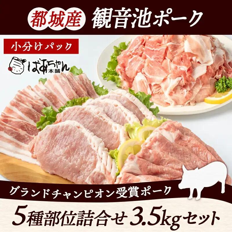 「観音池ポーク」詰合せ3.5kg〔18-1505〕_(都城市) 銘柄豚肉セット 豚ロースとんかつ用 500g 豚バラスライス 500g 豚肩ローススライス肉 500g×2 ウデ・モモ切落とし 300g
