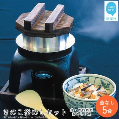 ふるさと納税 新居浜市 新居浜産きのこが入った　きのこ釜めしセット 5食揃え 追加用 釜なし(お米・釜飯の素・固形燃料)
