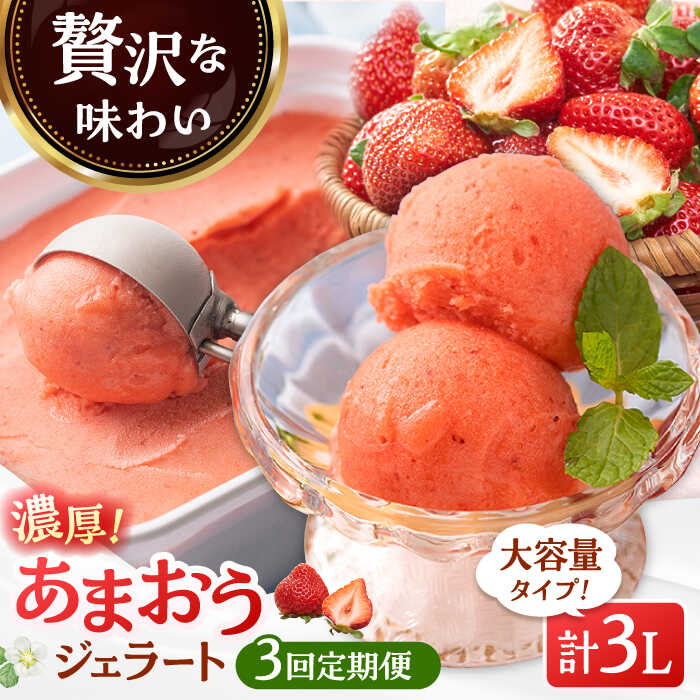 【ふるさと納税】【2026年4月以降発送】【全3回定期便】福岡産 濃厚 あまおう ジェラート 1000ml ▼ イチゴ 苺 福岡 あまおう 果物 フルーツ アイス 定期便 桂川町/南国フルーツ株式会社[ADBW051] 40000 40000円 4万円 以下